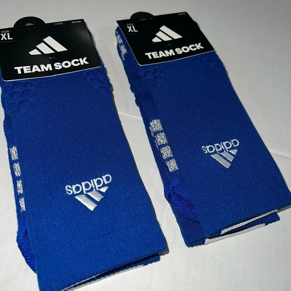 Adidas team sock blue new 2x pairs soccer sports XL athletic socks